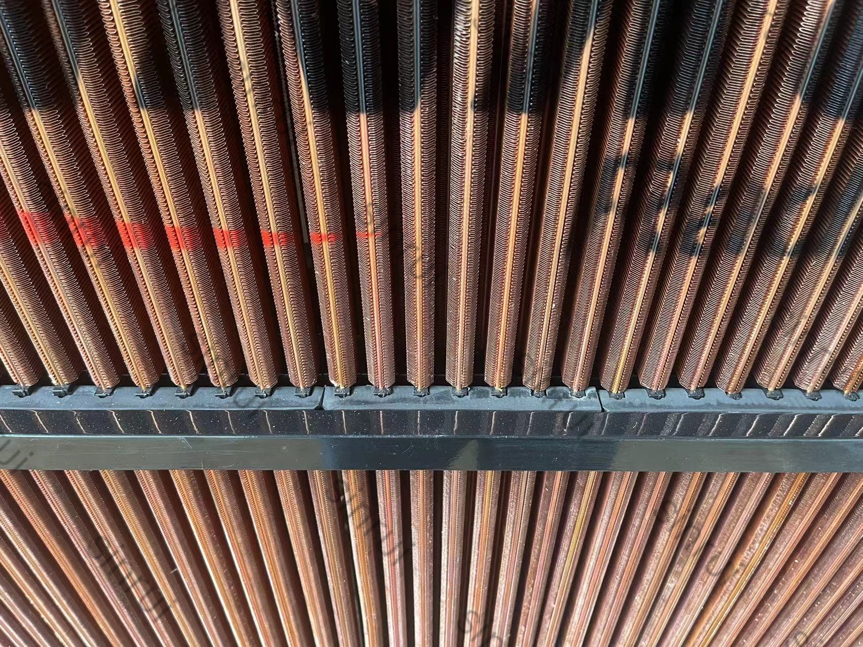 Seamless copper tube and aluminum fin detail - Komatsu HD785 PC2169 radiator