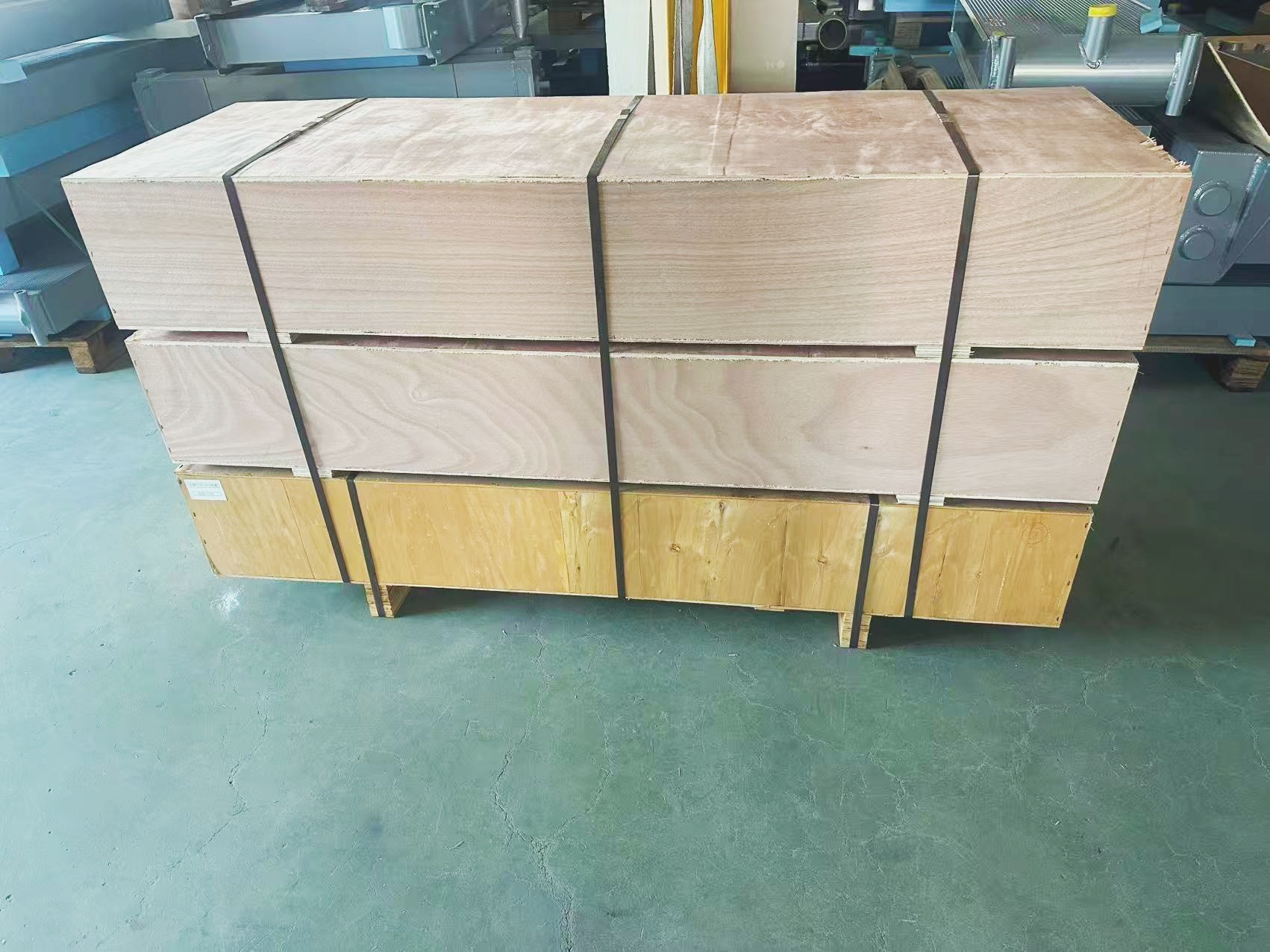 Intercooler aluminum cores stacked and packaged for delivery