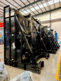 Large anti-corrosion radiators in workshop