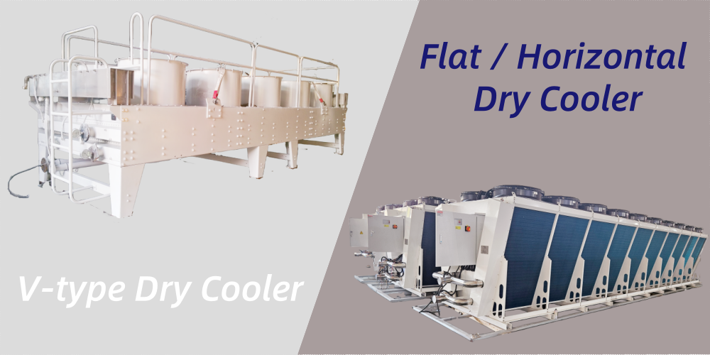 V-type and flat horizontal dry cooler configurations for industrial and power generation cooling systems