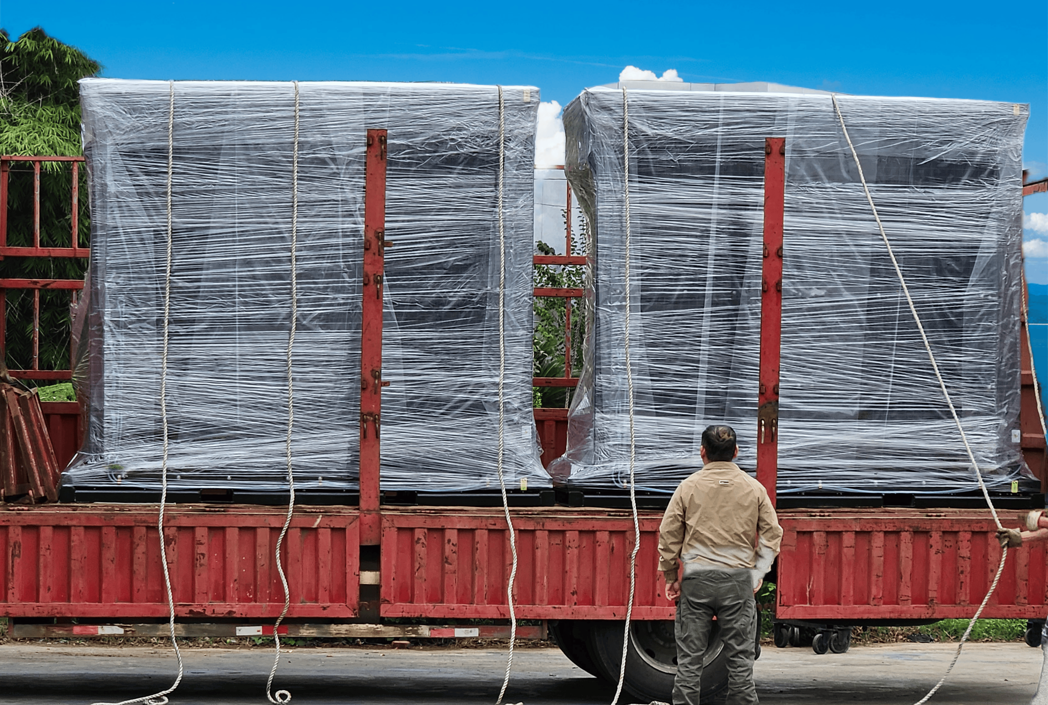 Radiators loaded on truck for delivery