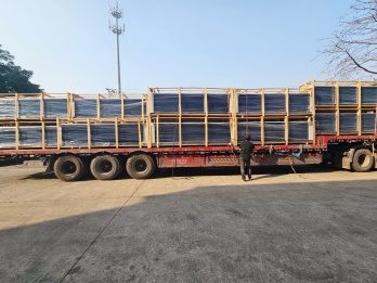 copper tube aluminum fin heat exchanger coils transported on trailer
