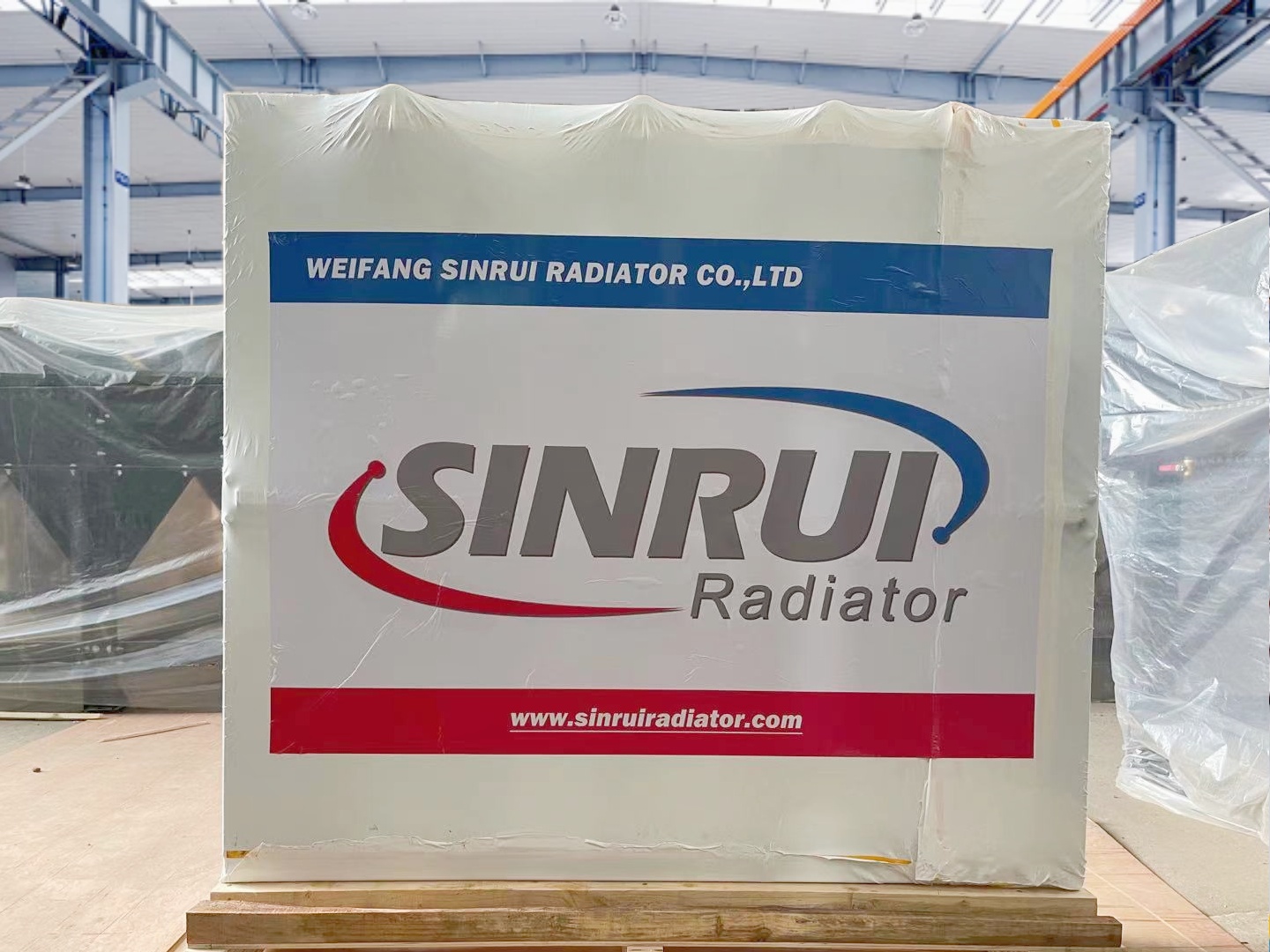 Sealed CAT 785 mining truck radiator products with SINRUI logo