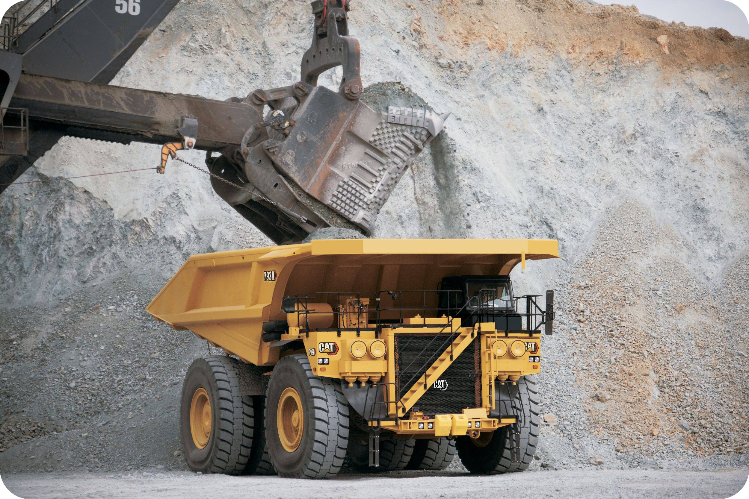 Mine site and CAT 793D haul truck in operation